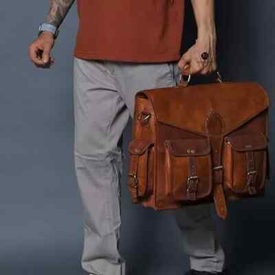 Men's Leather Vintage Laptop Messenger Briefcase Bag Satchel Finest Of The Bag
