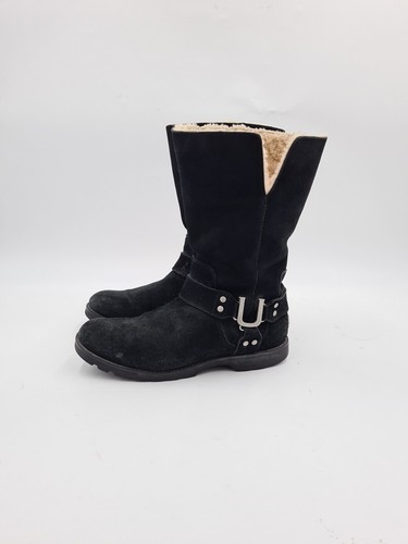 UGG Australia Women’s Suede Biker Boot Barlow 1003316 Size 8.5, Black, EUC - 第 1/14 張圖片