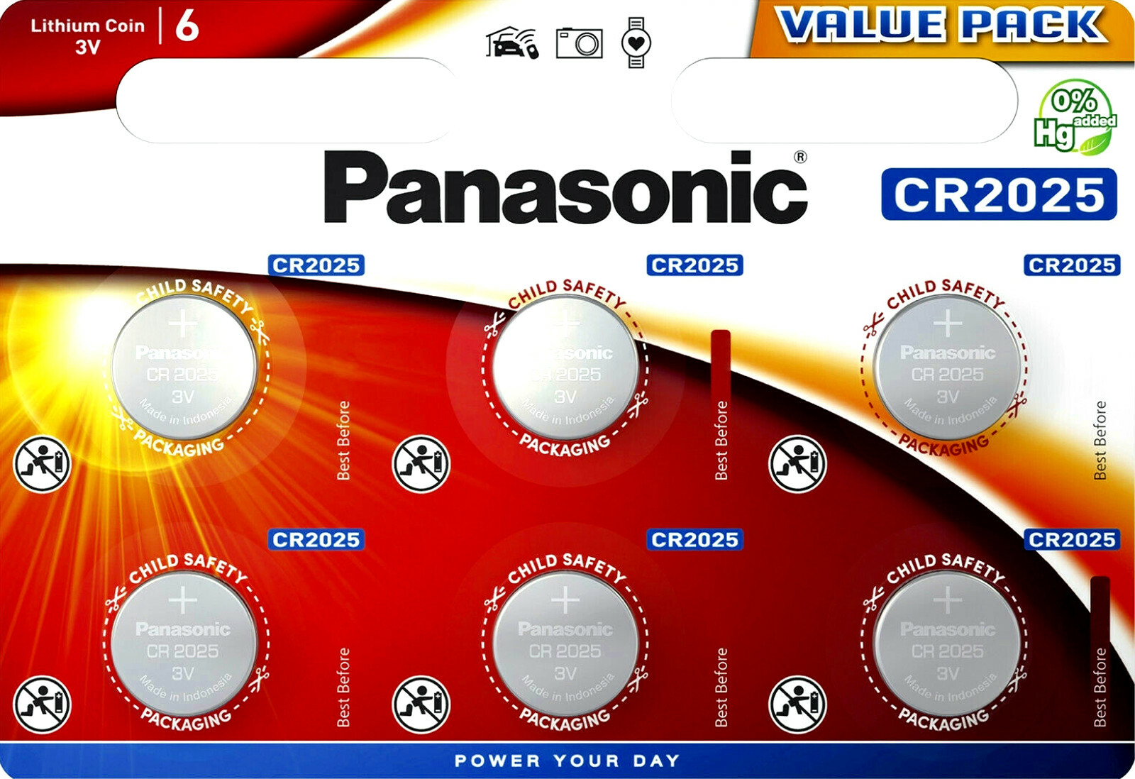 Thumbnail - 48x Panasonic Knopfzelle Lithium Cr2025 (8x6er Blister) 3 V