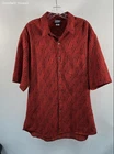 Manuheali'i Men's Red Black Abstract Print Short Sleeve Hawaiian Shirt Sz XL