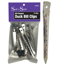 BEAUTY SALON SOFT N STYLE ALL PURPOSE HAIR STYLING CUTTING DUCK BILL CLIPS 12 PC