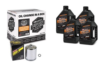 Maxima V-Twin Mineral Engine Oil Quick Change Kit Chrome Filter 90-069014C