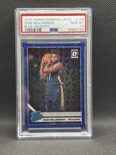 2019 Panini Optic NBA Rookie Blue Velocity Zion Williamson PSA 10 #158 Pelicans