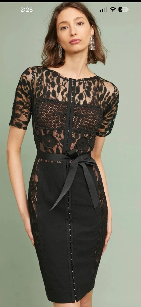 black lace dress anthropologie Anthropologie Dress Maxi Womens Black Sleeveless Cotton Tassel Ties Bl –  Luxe Fashion Finds main image 1