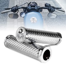 Chrome Motorcycle Handlebar Grips 1" 25mm for Harley Touring, Dyna, Softail