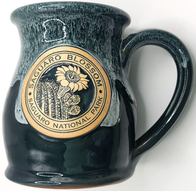 Deneen Pottery Saguaro National Park Teal Green Ceramic Mug Saguaro Blossom 2022