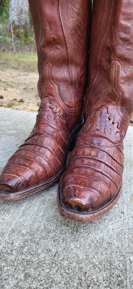 Mujeres 6B Lucchese Caiman Gator Crocidile Botas Lucchese 1883 Hechas a Mano Genuinas Foto 4 de 4