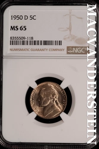 1950-D Jefferson Nickel - NGC MS 65 - Brilliant Unc  No Reserve  #SLi221