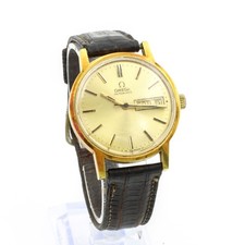 Omega Geneve Automatic Gold Plated Day Date 6.75"-7.5" Mens Wristwatch #WB6189-1