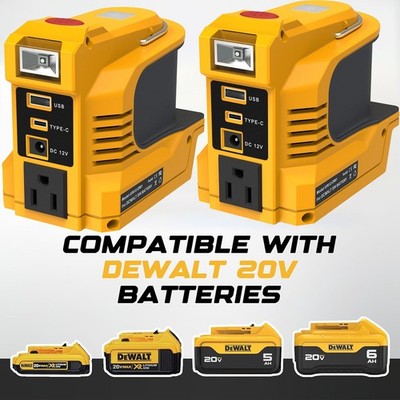 1/2x 220W Power Inverter for Dewalt 20V Battery DC 20V to AC 110V Portable USB-C