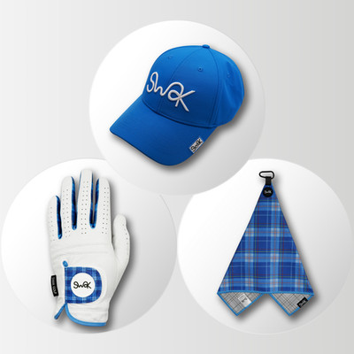 Tartan Golfmütze, Handschuhe & Handtuch Geschenkset Konvolut