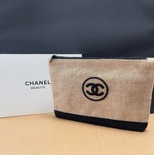 Chanel Beauty Eco Jute VIP Cosmetic Bag Gift Bag Makeup Pouch New In Box A4size!