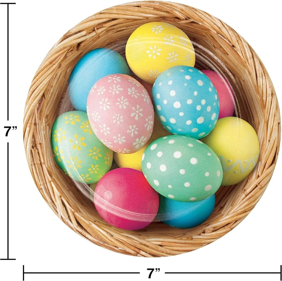 Creative Converting 343192 Easter Bunny and Basket Dessert Plates, 7", Multi-Col - Image 2 of 2