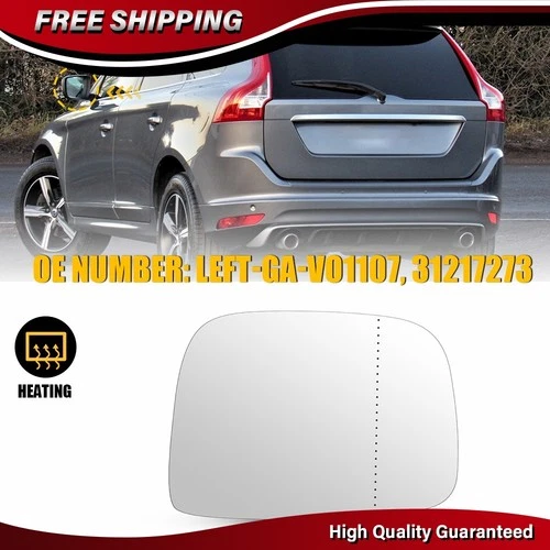 For 2010-2017 Volvo XC60 Left Driver Side Heated Mirror Glass with Backing Plate