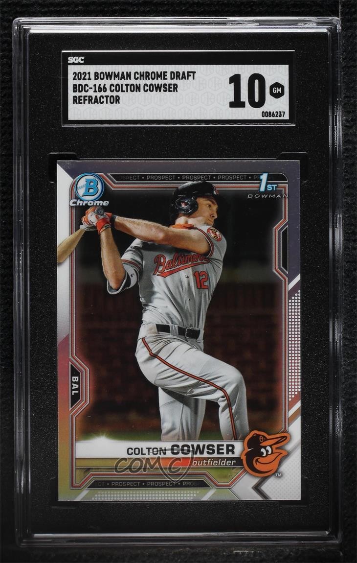 2021 Bowman Draft Chrome Refractor Colton Cowser #BDC-166 SGC 10 GEM v9t