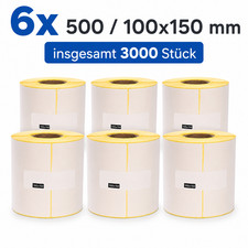 6x Thermo Etiketten auf Rolle 100 x 150 mm 500 Stck - Versand UPS DPD DHL Zebra