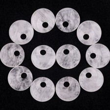 20pcs Natural White Crystal Stone Large Hole Circle 20mm Beads Pendants DIY