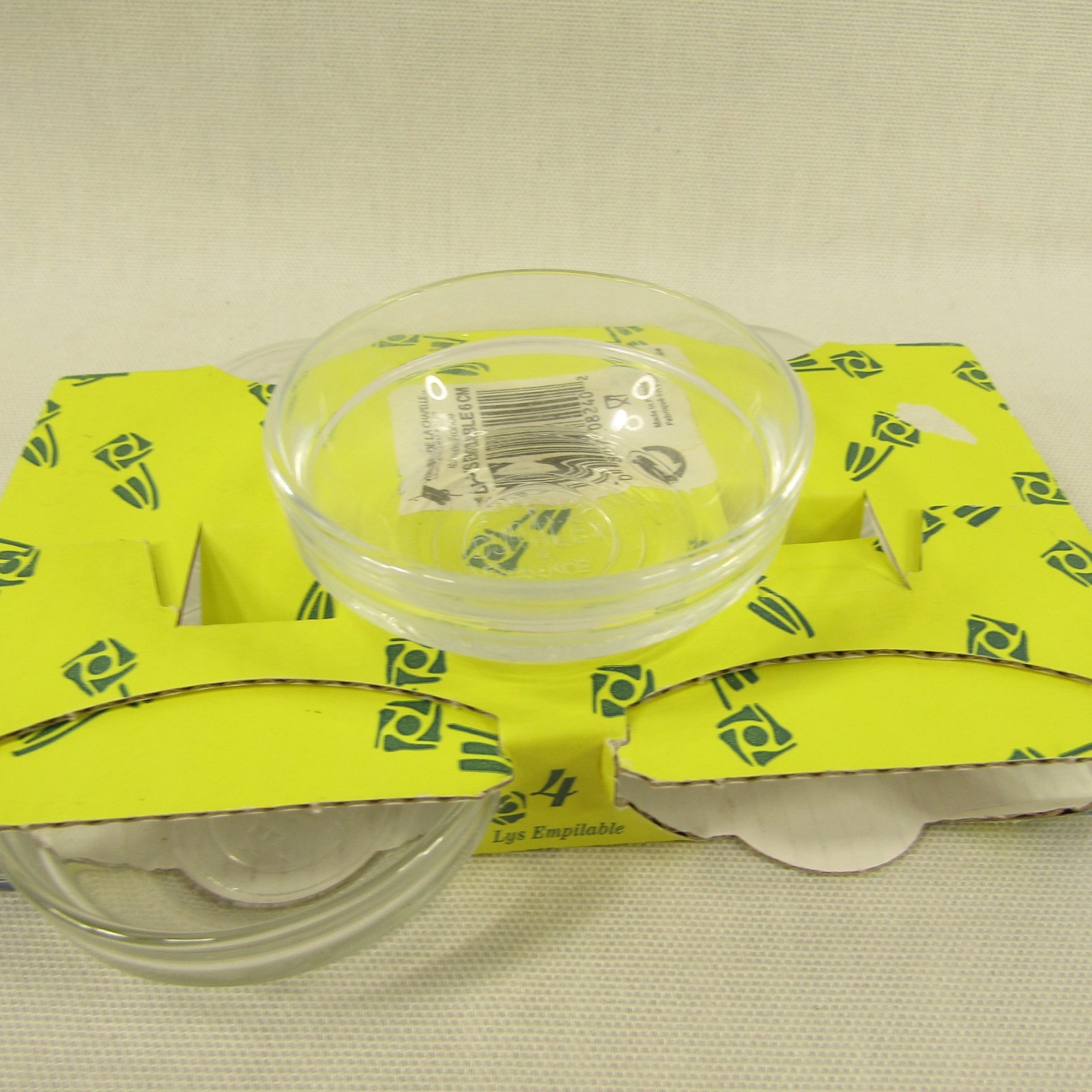 Duralex Clear Glass Food Prep Sauce Dip 4 Mini Bowls 2.5" France Stacking NEW