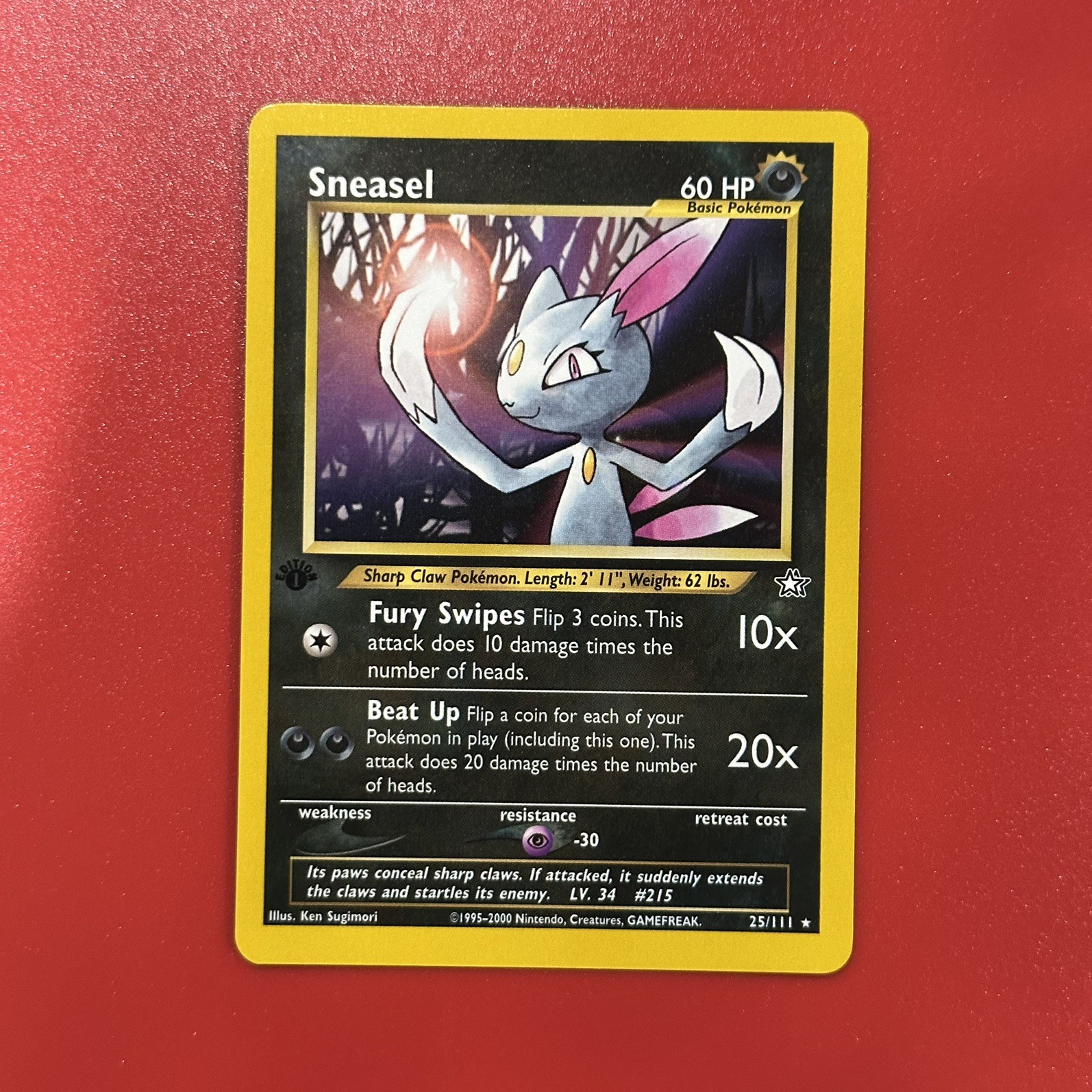 Sneasel - 25/111 - Pokemon Neo Genesis 1st Edition Rare Card WOTC NM