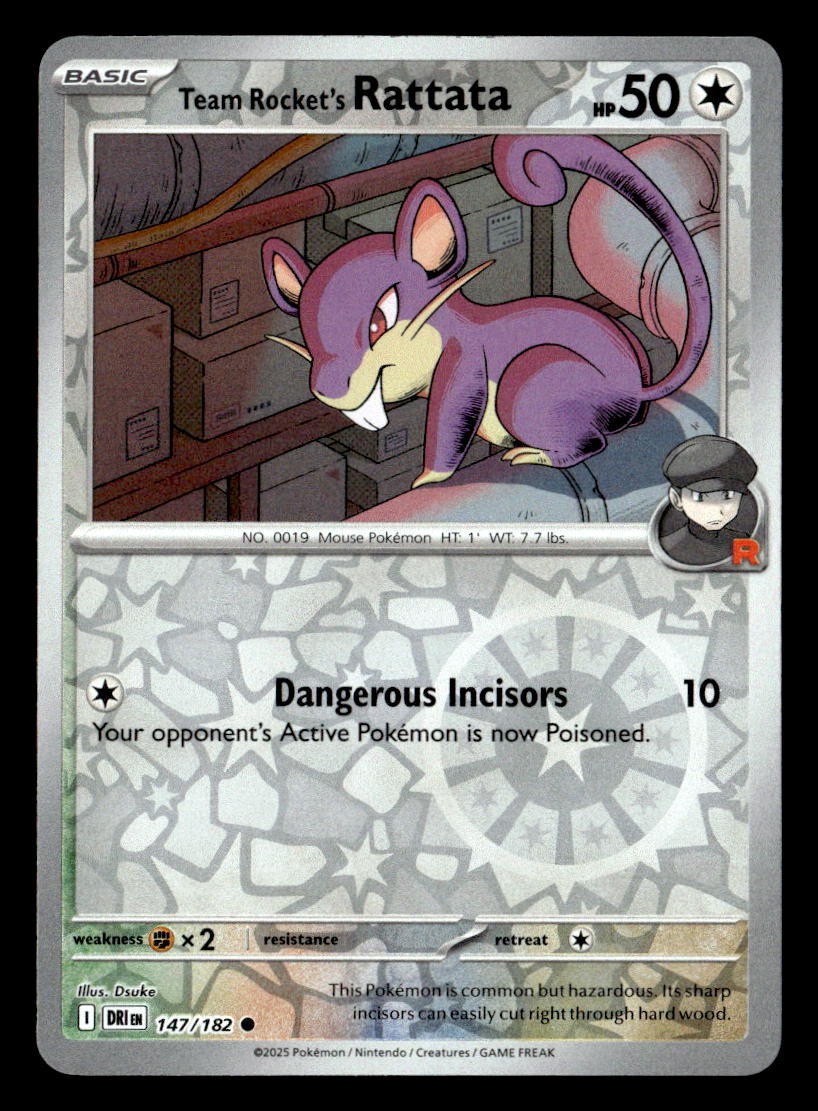 Pokemon Team Rocket's Rattata #147/182 tcg Near Mint or Better