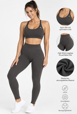Zweiteiliges Set von Oner Active Leggings + Sports Bra Gr.XS Deep Taupe **NEU**