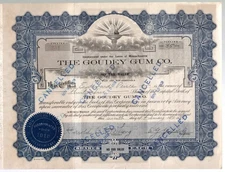 1924 The GOUDEY GUM CO. RARE Stock Certificate - Baseball Cards - DeLong signed