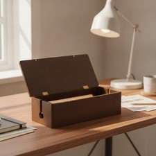 Solid Wood Cable Management Box, Walnut Color, 14.2 x 6.1 x 4.1  Magnetic Cl...