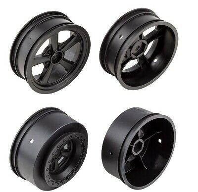 Team Associated Set of 4 Drag Front Rear Wheels 12mm Hex DR10 Slash 71078 71079