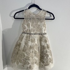 Rare Editions Girls Ivory Gold Floral Dress 6X Formal Occasion