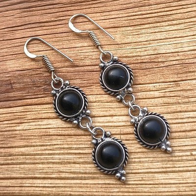 Wow Black Onyx Gemstone Dangle Drop Earring 925 Sterling Silver Plated Jewellery