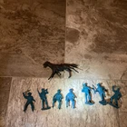 Vintage Lot 7 MARX FORT APACHE PLAYSET SOLDIERS Plastic Blue Figures Fighters