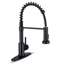 Matte Black Pull Down Kitchen Faucet Single Handle Spring Commercial Stainless S