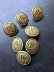 Civil War 7 Repro Confederate Infantry Script Buttons Lead, Brass Coated