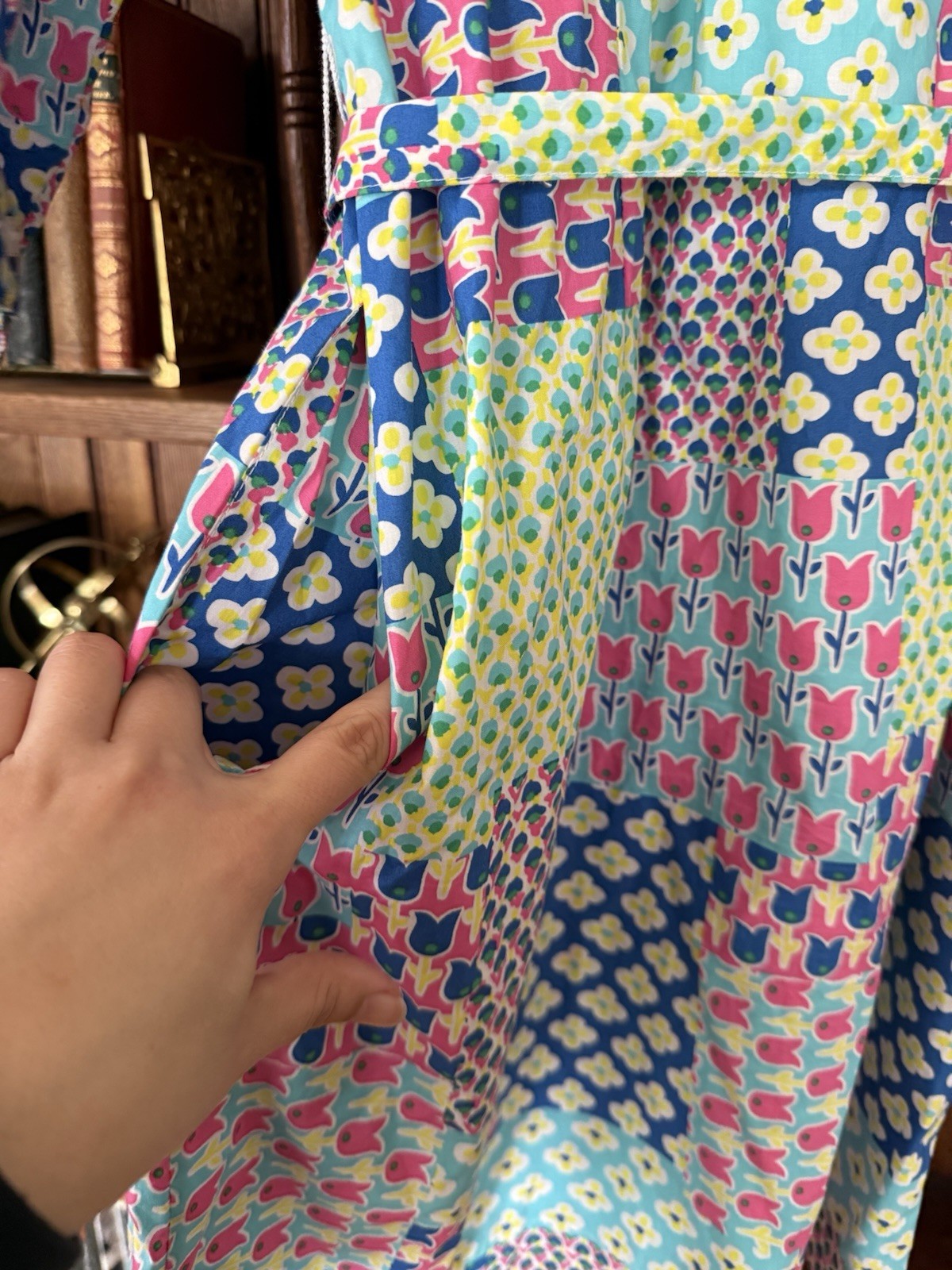 TALBOTS 12P Colorful Patchwork Belted Shirtdress … - image 9