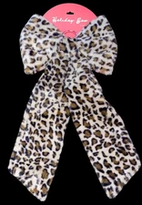 Viral Holiday Leopard Print Faux Fur Bow~Tree Topper~ Large 15x30 Bow Decor~New