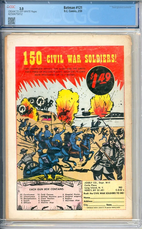 Batman #121 Origin & 1st App. Mr. Freeze Silver Age DC Comic 1959 CGC 3.0 - Image 2 of 3