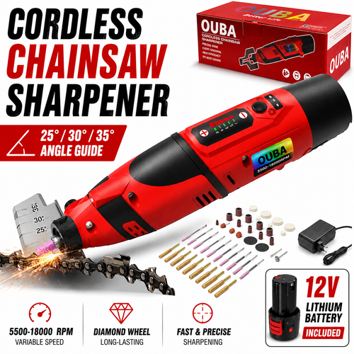 Cordless Chainsaw Sharpener Kit w/12V Battery Electric Chain Saw ...