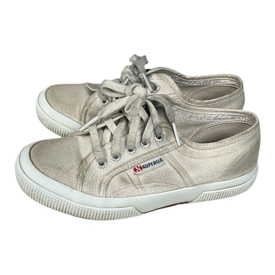 Tênis SUPERGA clássico durante todo o ano infantil grande branco tamanho 12,5 100% algodão - Imagem 2 de 4