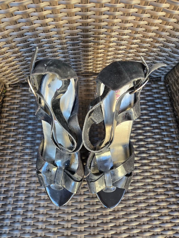 (M078 985) 👠 Sandales à talons SAN MARINA — cuir noir & daim — Taille 40 - Photo 4/4