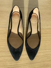 Chloe Black Suede Leather Scalloped Women’s Flat Shoes Size EU 36.5 US 6