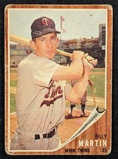 1962 Topps Baseball #208 Billy Martin Minnesota Twins