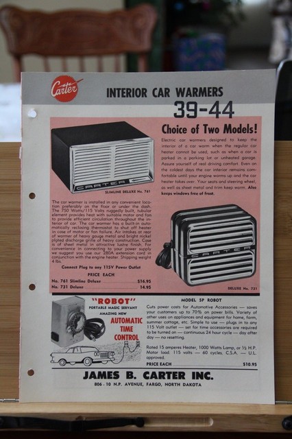 Dealer Brochure James B Carter Interior Car Warmers Fargo ...