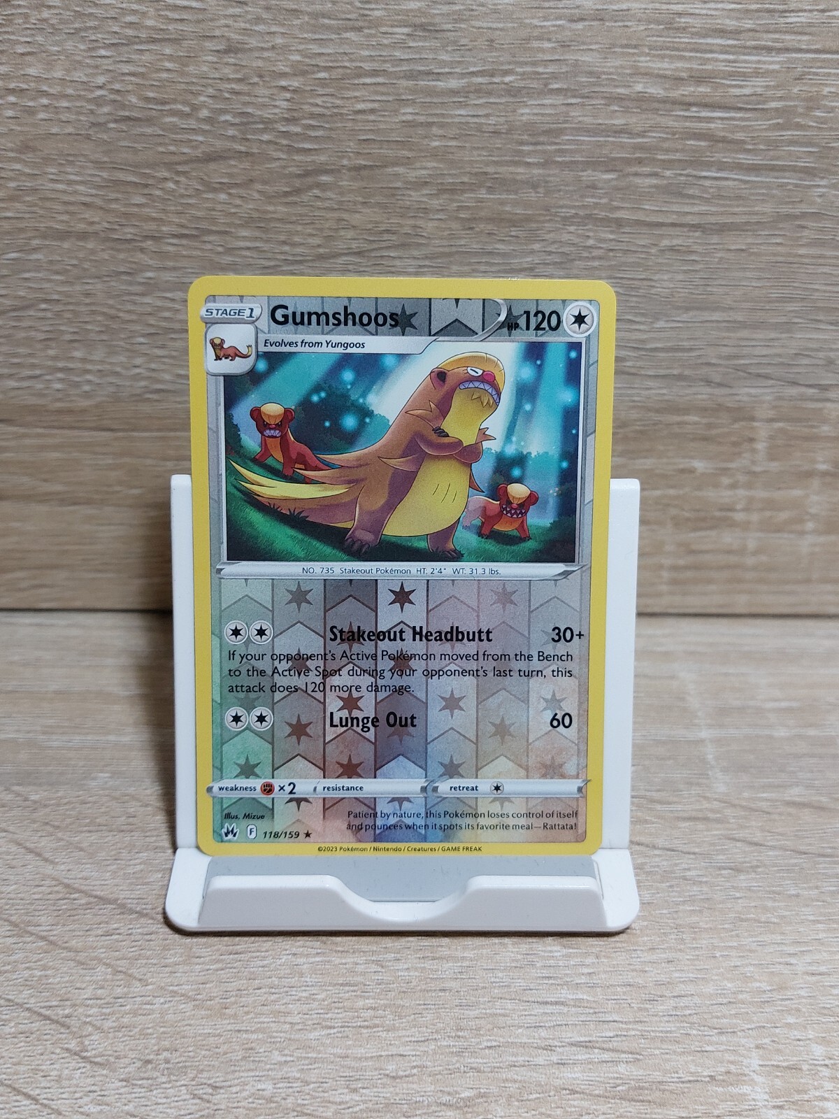 Gumshoos 118/159 Rare Reverse Holo Crown Zenith Pokemon TCG Card