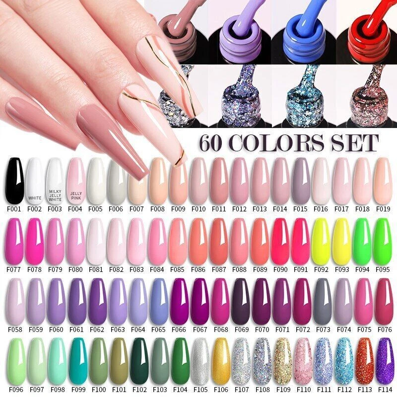 20/60Pcs/Set Nail Gel Polish Set Nude Pink Glitter Nail Art UV Gel Manicure Set