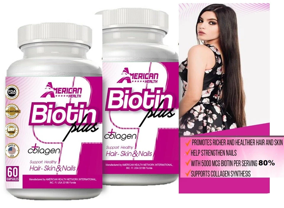 BIOTIN PLUS 12 CAP MAXIMUM COLAGEN HAIR GROWTH SMOOTH SKIN STRONG NAILS VITAMIN - Image 3 of 4