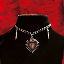 Gothic Love Heart Jewelry Silver Color Evil Eye Vintage Sexy Pendant Necklace