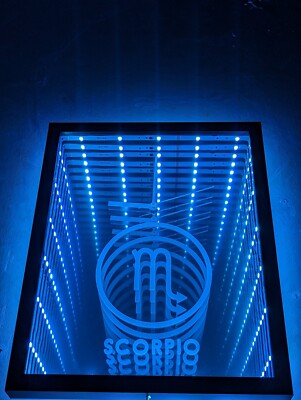 Scorpio Zodiac LED Infinity Mirror Wall Clock Modern Art Birth Sign Astrology 