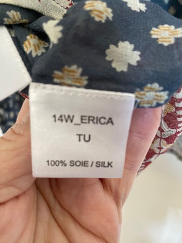 Camicetta Mes Demoiselles Paris TU taglia unica 100% seta top tunica cravatta davanti boho chic - Foto 7 di 10