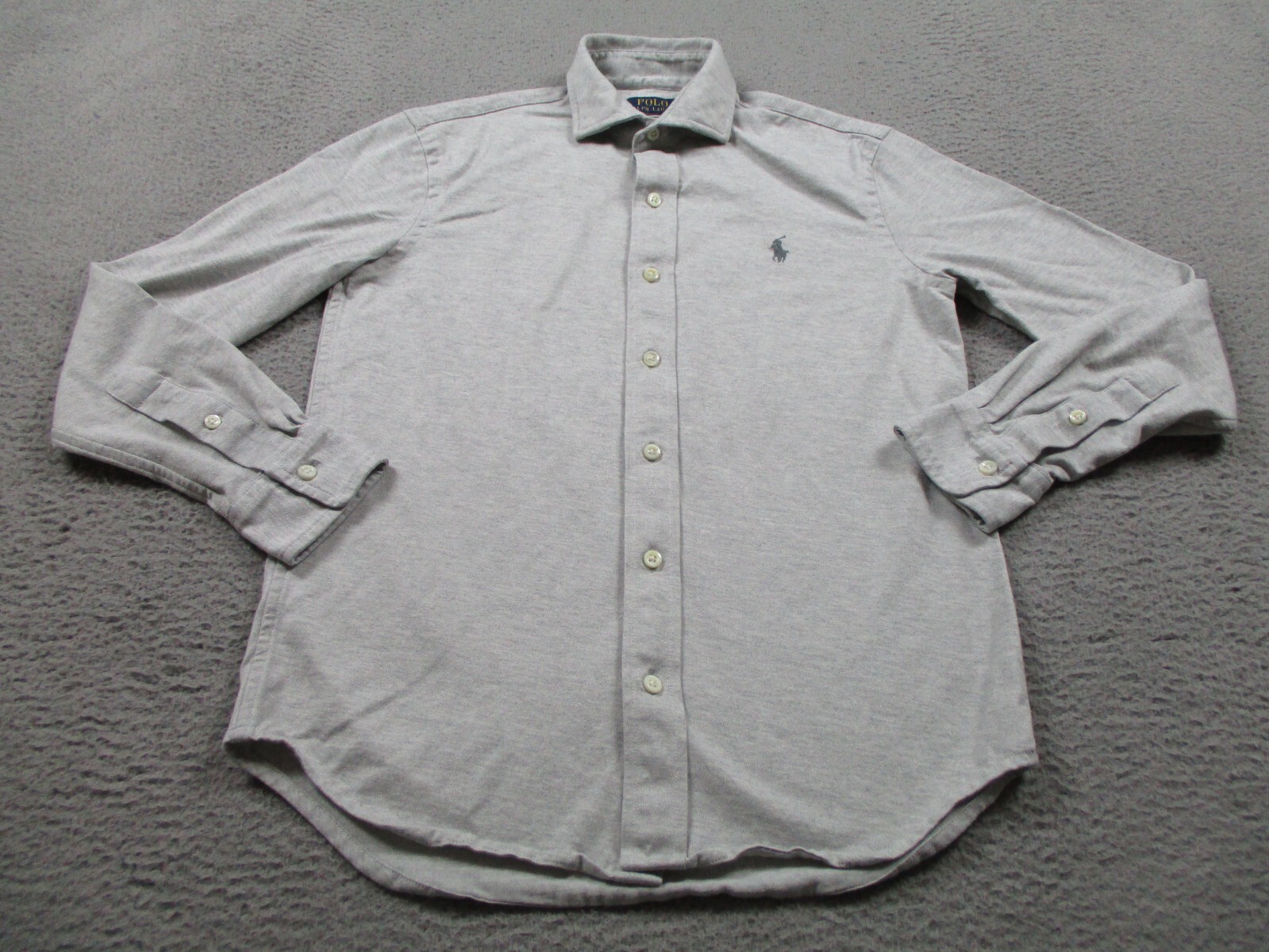 Polo Ralph Lauren Camicia Adulto Small Grigio Bottone Lavorato a Maglia Pony Stretch Uomo