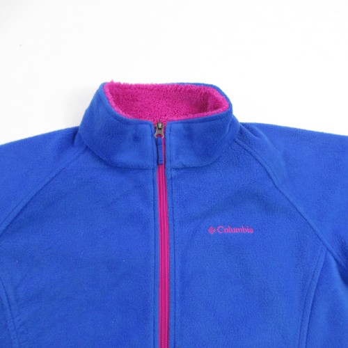 Columbia Jacket Girls Large Blue Pink Fleece Pockets Lightweight - Picture 2 of 10